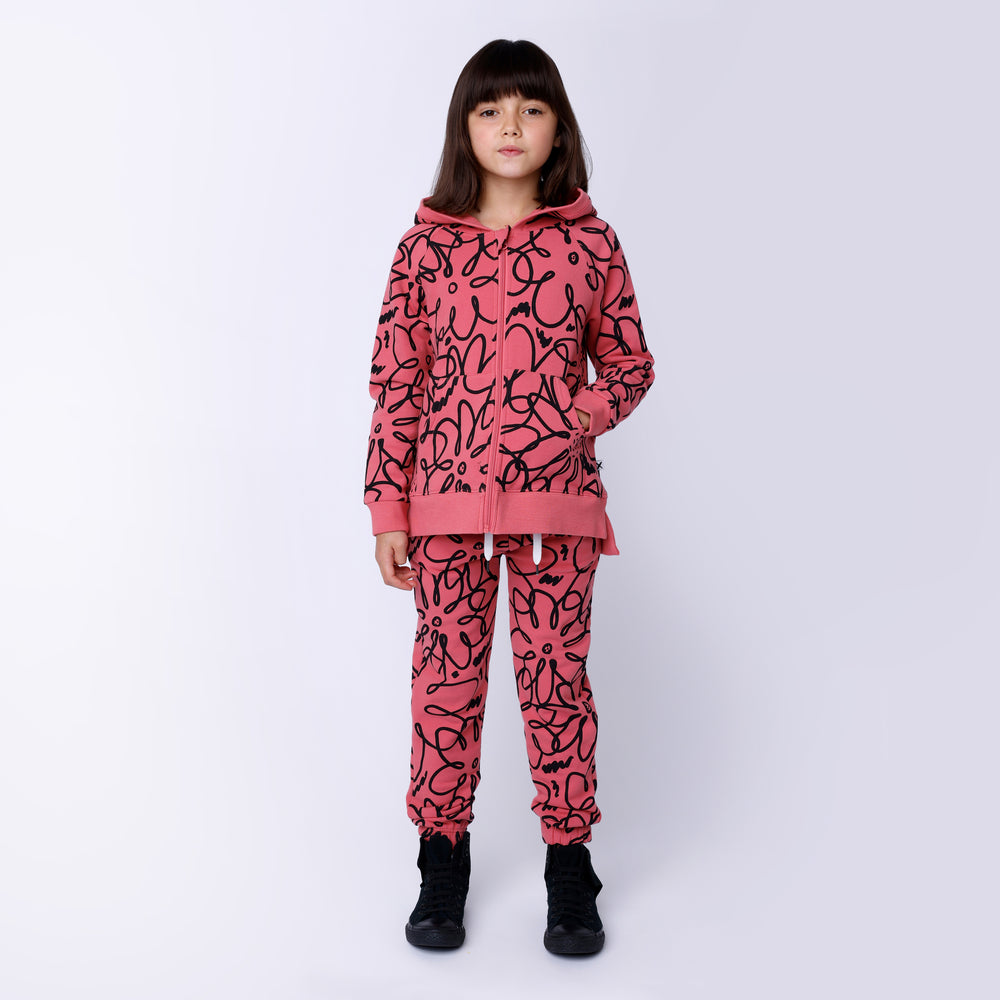 Minti Flower Outline Furry Trackies