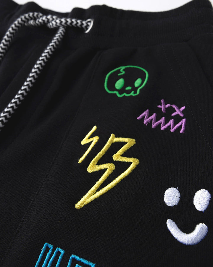 Close up detail of the Badges Short in black