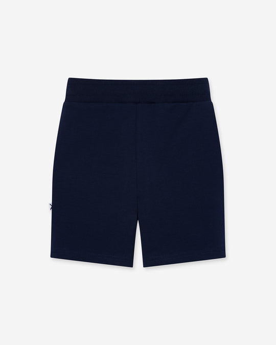 Badges Short in ink, boys shorts by Minti, flat lay