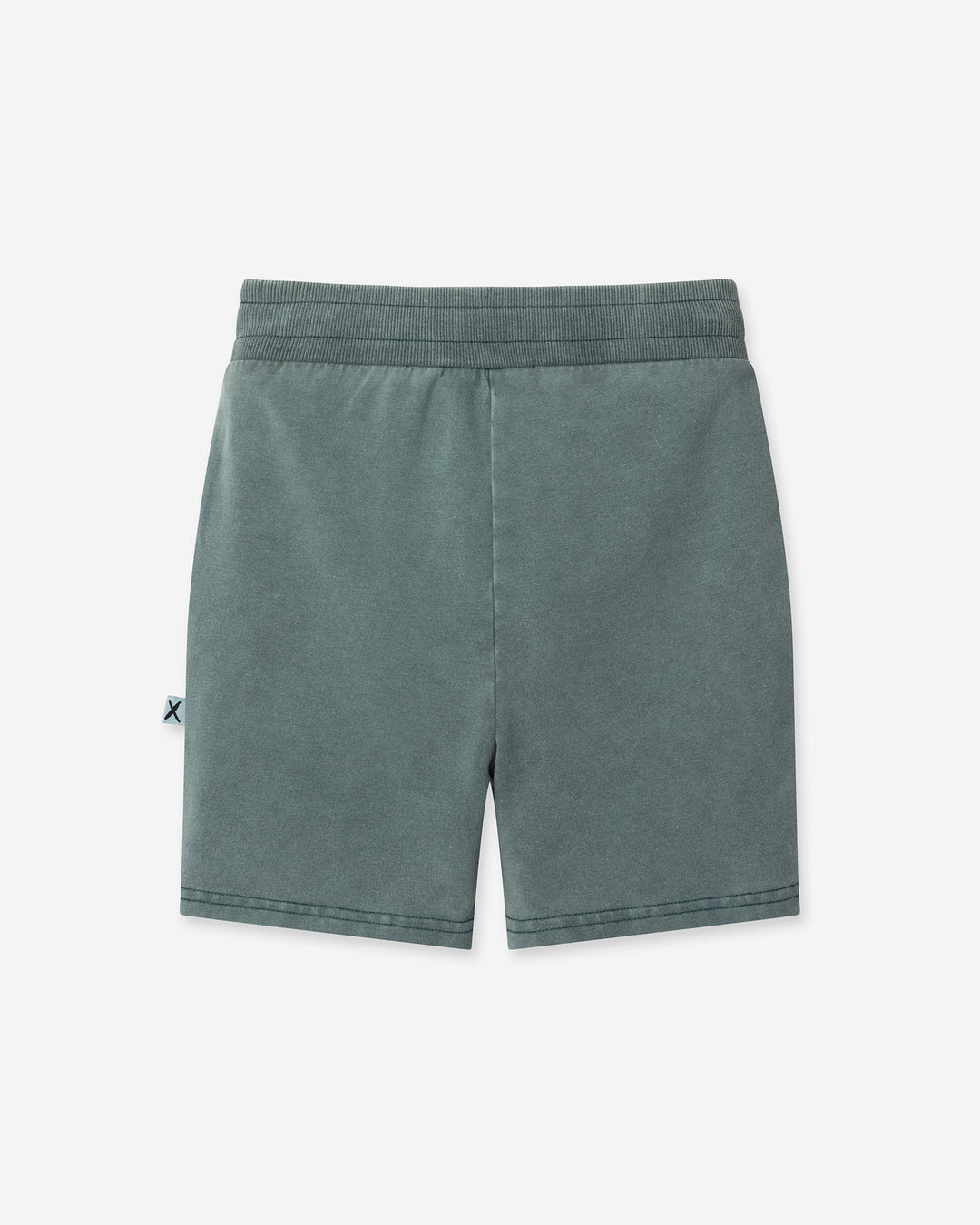 Blasted Track Short in forest wash, boys shorts by Minti, flat lay