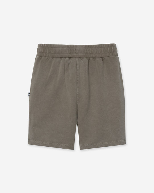 Blasted Track Short in grey wash, boys shorts by Minti, flat lay