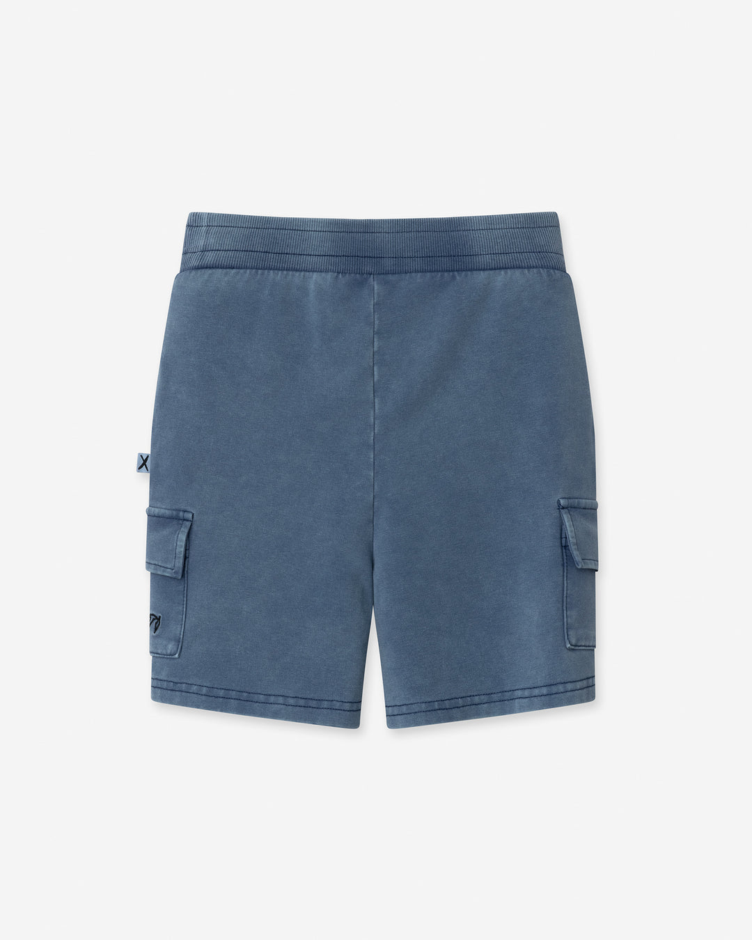 Blasted Deluxe Cargo Short in midnight wash, boys shorts by Minti, flat lay