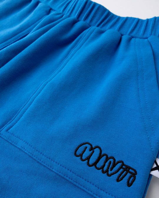 Close up detail of the Roller Short in cobalt