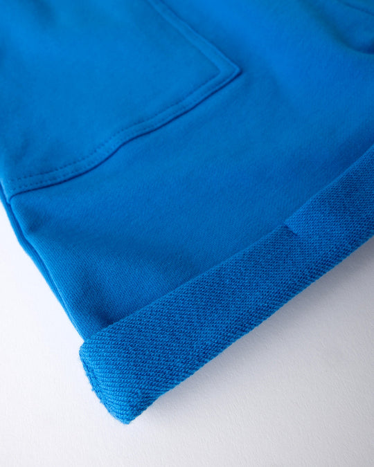 Close up detail of the Roller Short in cobalt