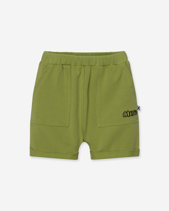 Roller Short in lime, boys shorts by Minti, flat lay