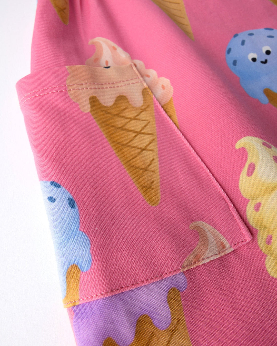 Close up detail of the Happy Icecreams Dress in pink