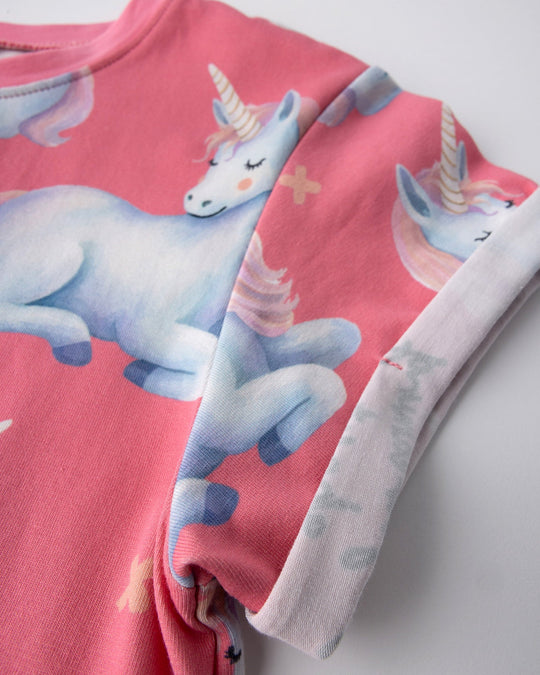 Close up detail of the Daydreaming Unicorn Dress in candy