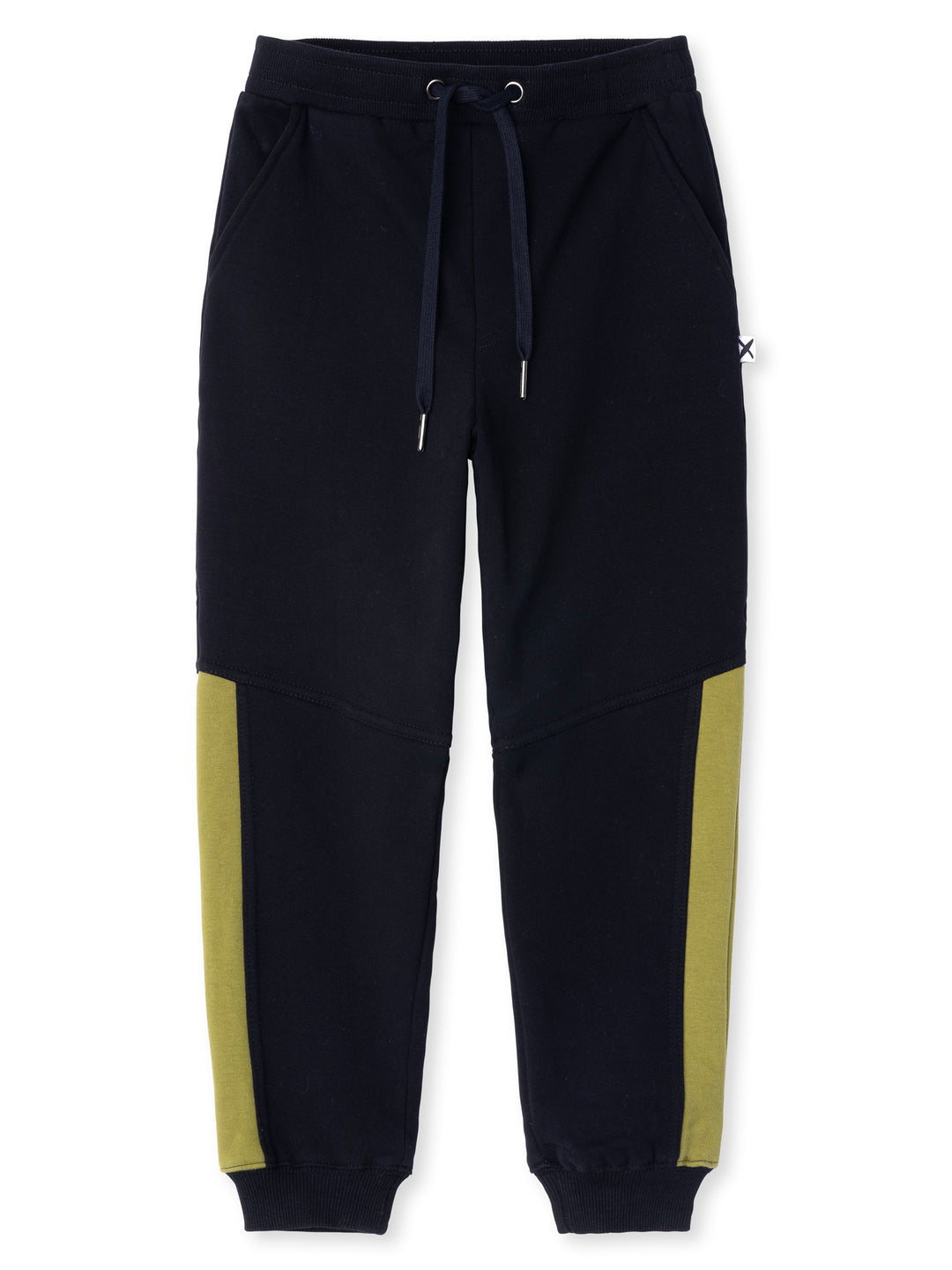Minti kids clothing. Straight leg trackies with contrast side panels, front pockets, elastic waistband and shoelace ties. 330 Gram // Brushed Inside // 95% Cotton // 5% Elastane.