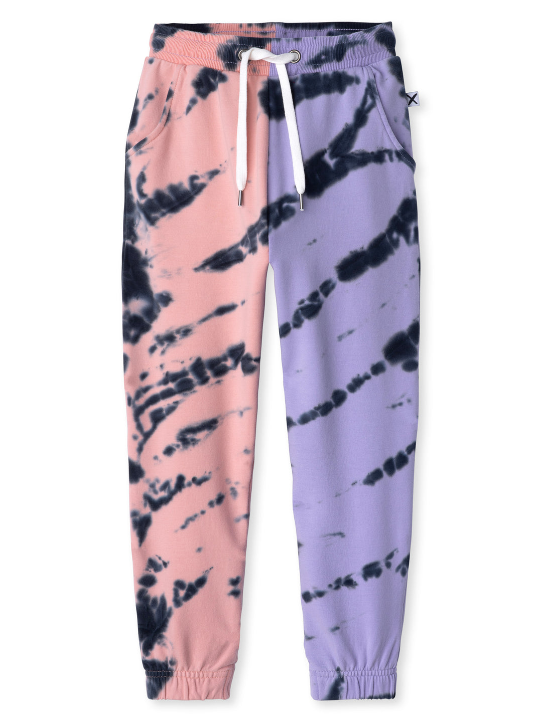 Minti kids clothing. Wider leg trackies with front pockets, shoelace cord, 2x2 rib elasticated waistband and gathered cuffs. 320 Gram // 95% Cotton // 5% Elastane.