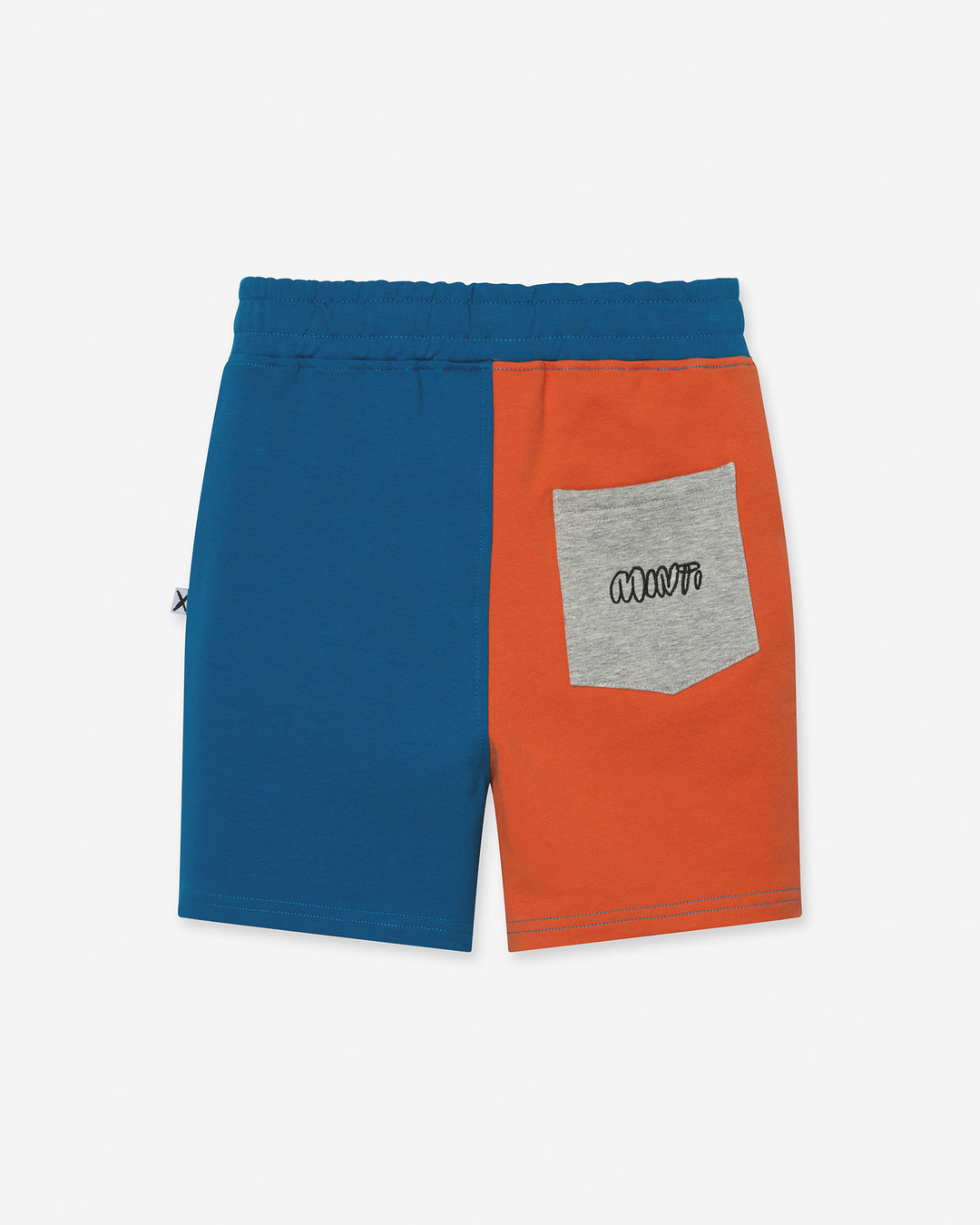 Sliced Short in teal, orange and grey marle, boys shorts by Minti, flat lay, second view