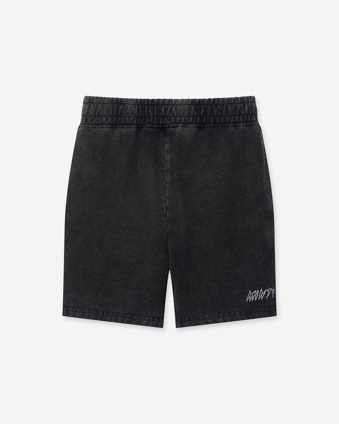 Blasted Panel Short in black wash, boys shorts by Minti, flat lay