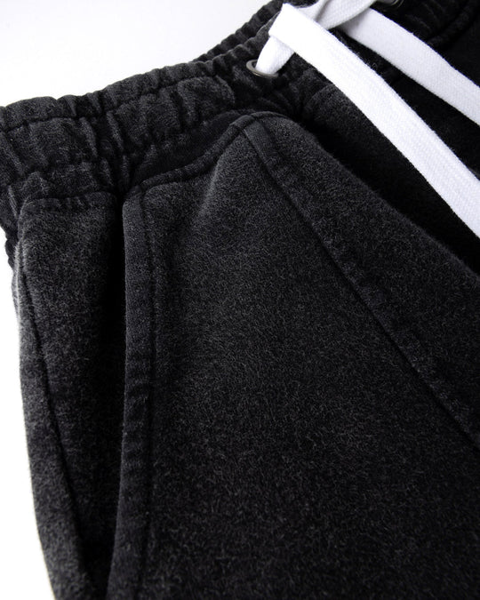 Close up detail of the Blasted Panel Short in black wash