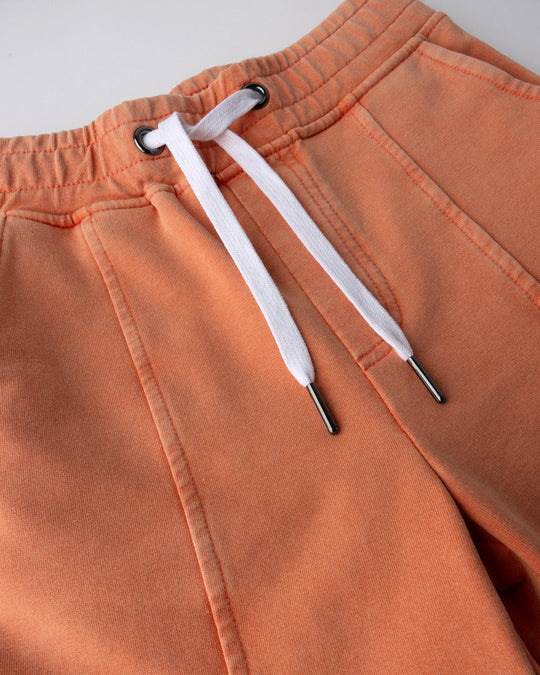 Close up detail of the Blasted Panel Short in orange wash