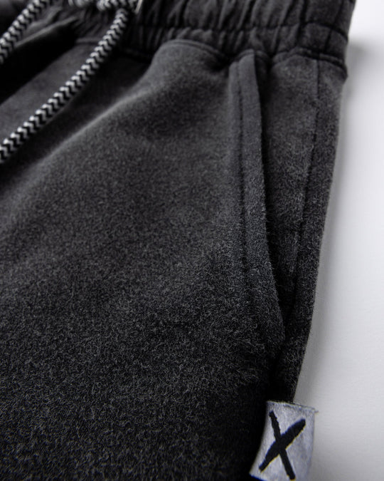 Close up detail of the Blasted Icon Short in black wash