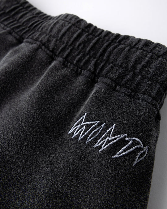 Close up detail of the Blasted Icon Short in black wash