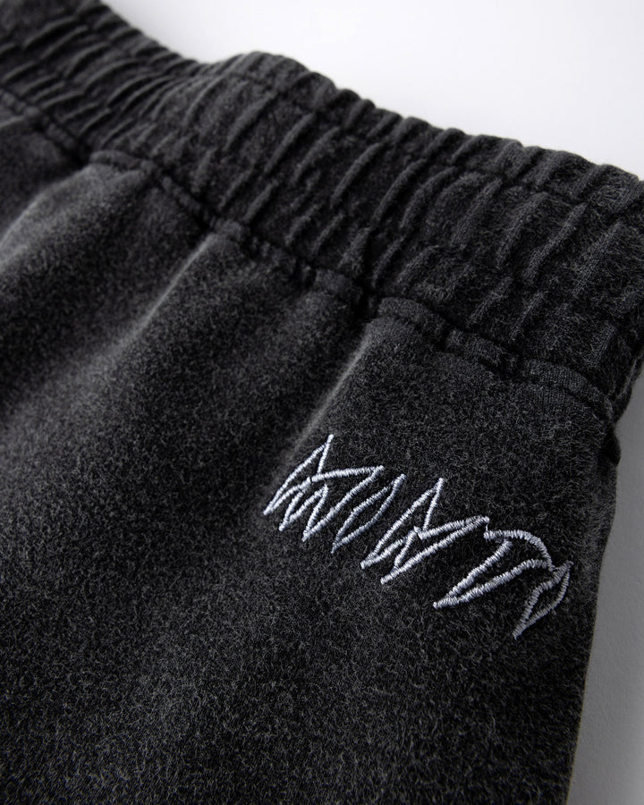 Close up detail of the Blasted Icon Short in black wash