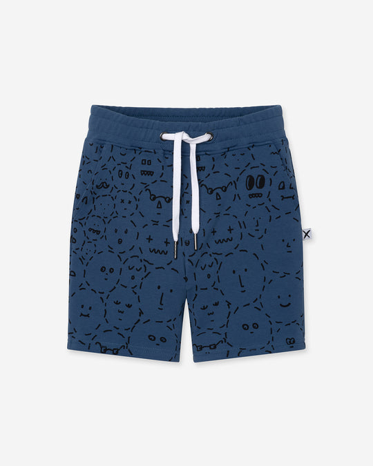Different Faces Short in midnight, boys shorts by Minti, flat lay