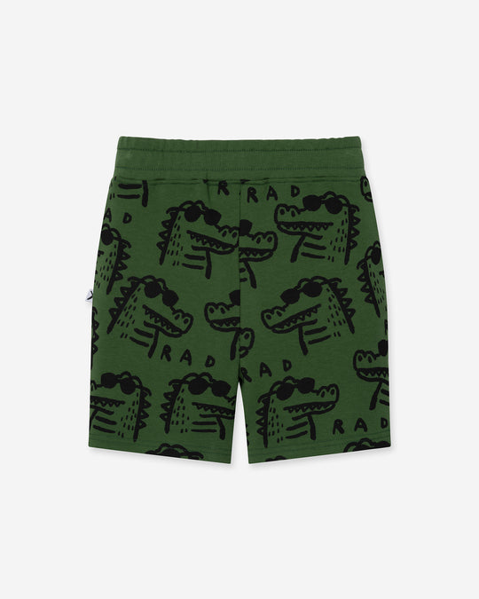 Rad Croc Short in green, boys shorts by Minti, flat lay