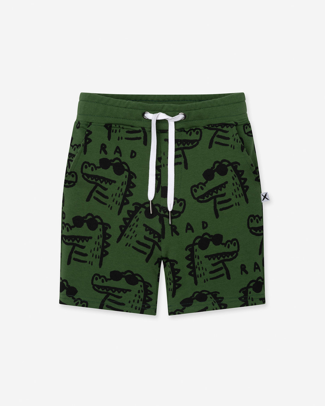 Rad Croc Short in green, boys shorts by Minti, flat lay