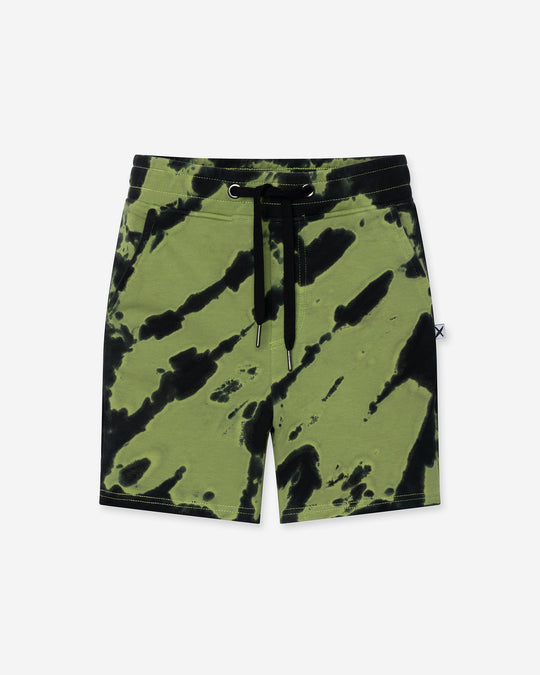 Strike Short in lime, boys shorts by Minti, flat lay