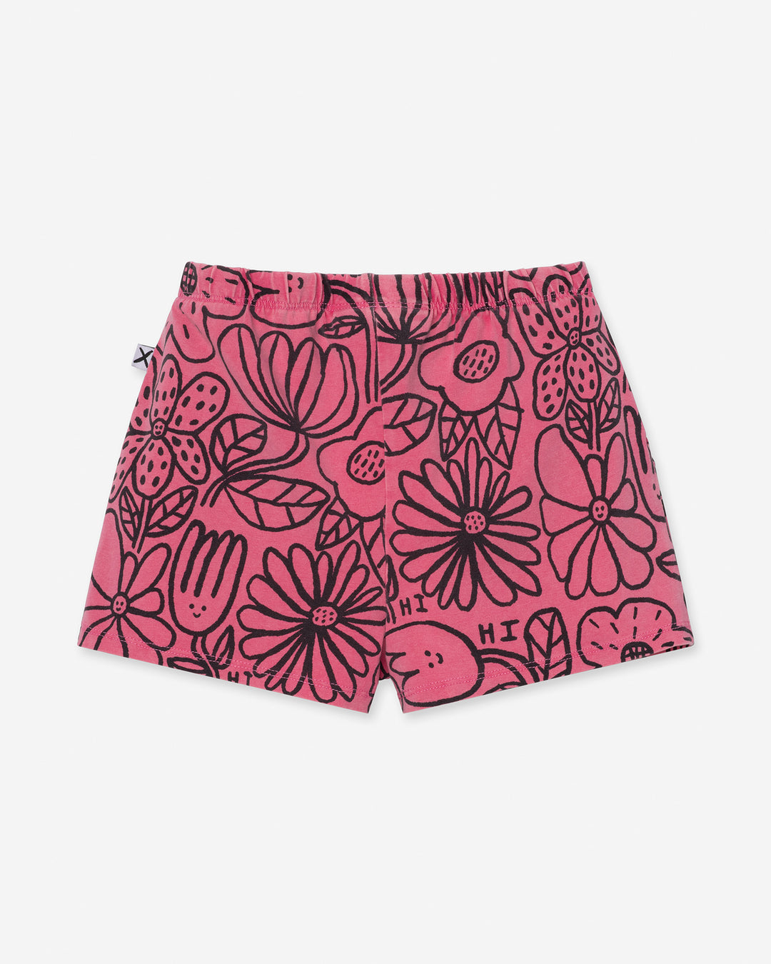 Big Flowers Short in pink wash, girls shorts by Minti, flat lay