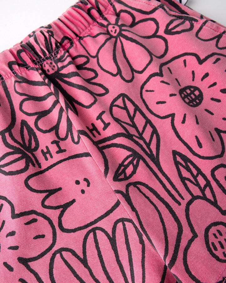 Close up detail of the Big Flowers Short in pink wash