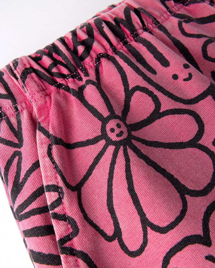 Close up detail of the Big Flowers Short in pink wash