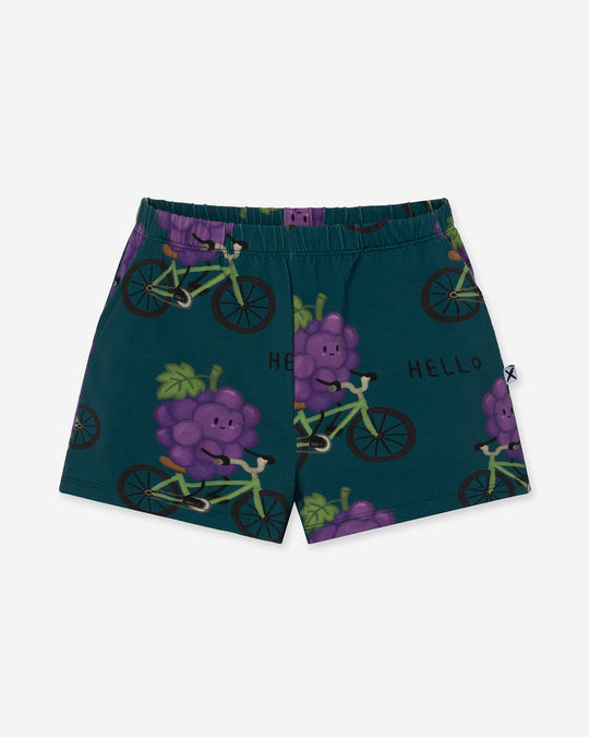 Biking Grape Short in dark teal, girls shorts by Minti, flat lay