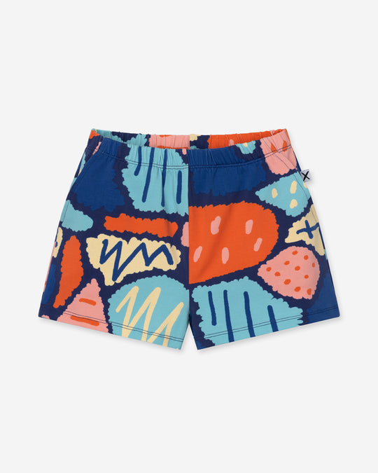 Cool Shapes Short in dark blue, girls shorts by Minti, flat lay