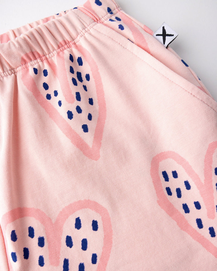 Close up detail of the Speckle Heart Short in pink