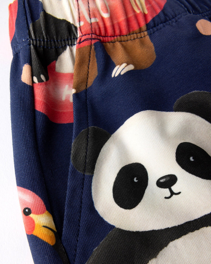 Close up of the Swimming Buddies Short print in midnight