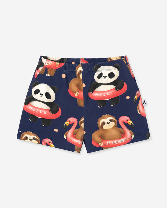 Swimming Buddies Short in midnight, girls shorts by Minti, flat lay
