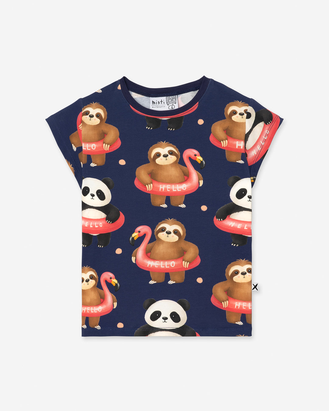 Swimming Buddies Tee in midnight, girls t shirt by Minti, flat lay