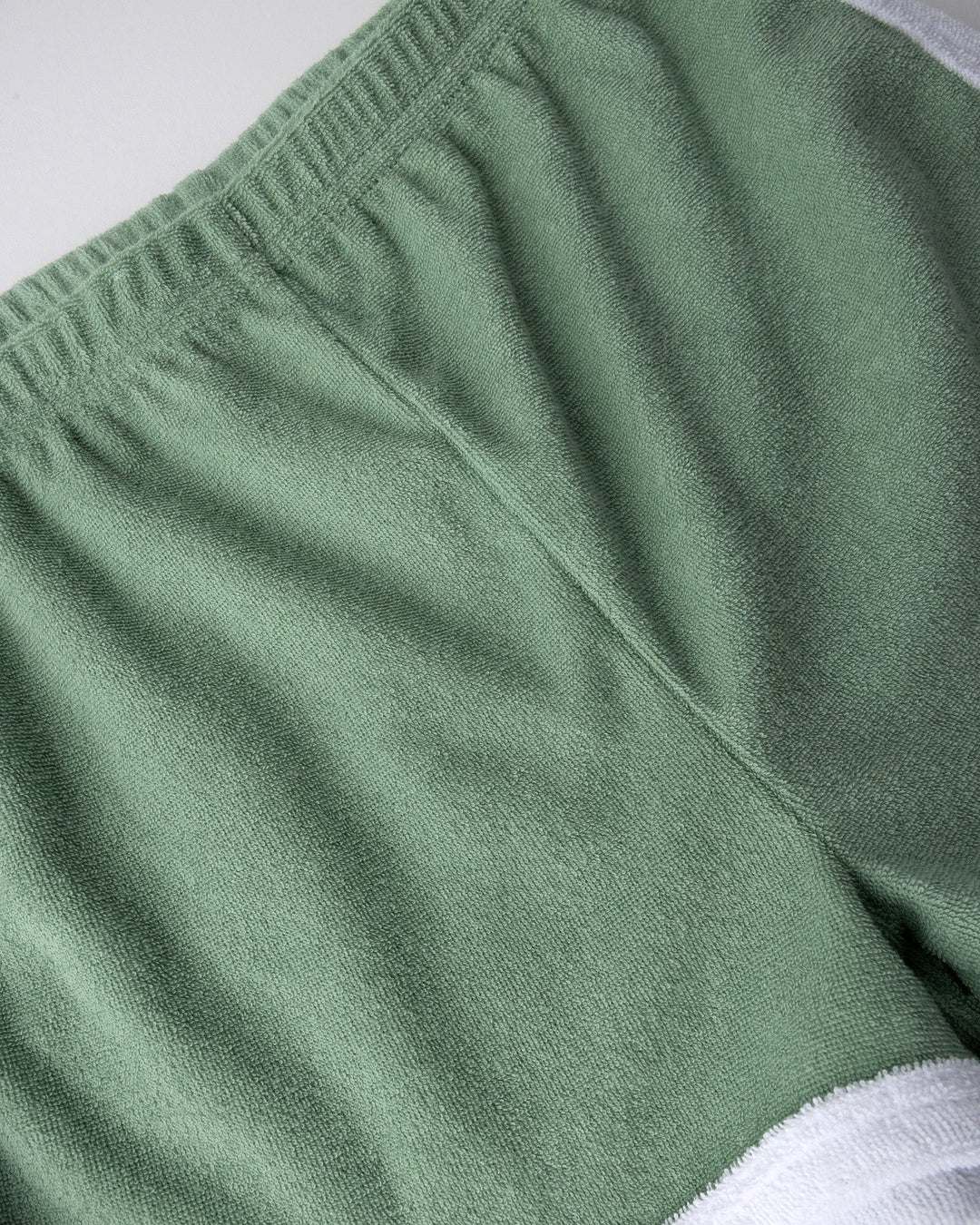 Close up detail of the Track Star Short in sage