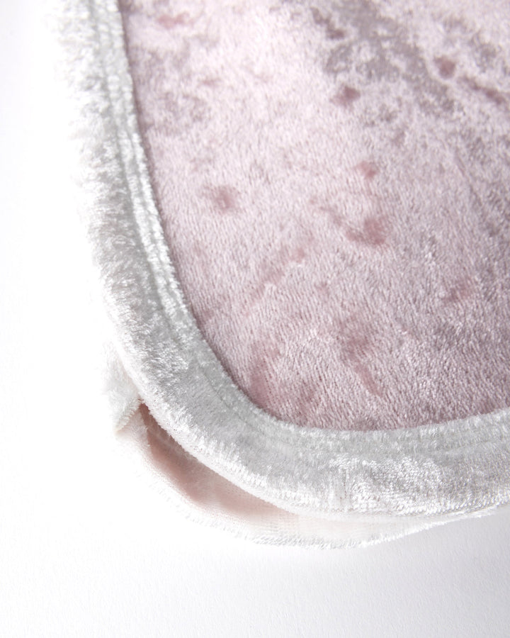 Close up detail of the Velvet Runner Short in blush and cream