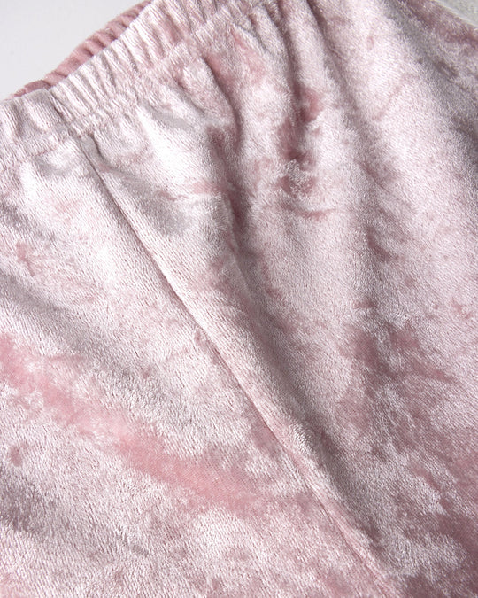 Close up detail of the Velvet Runner Short in blush and cream