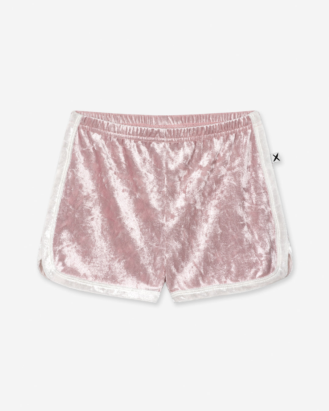 Velvet Runner Short in blush and cream, girls shorts by Minti, flat lay