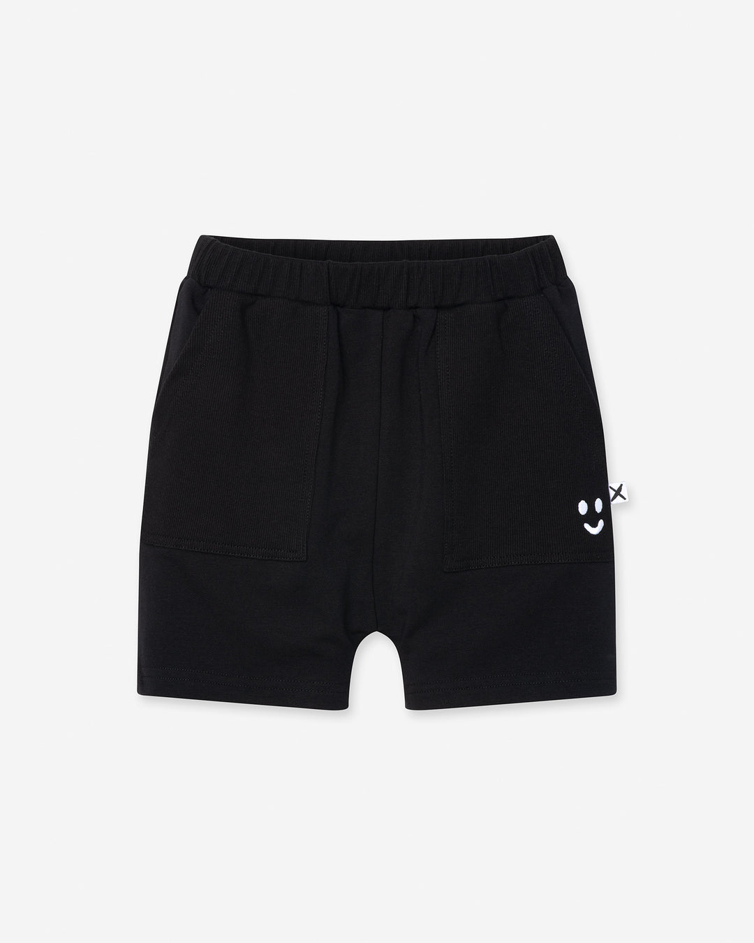Rib Pocket Short in black, boys shorts by Minti, flat lay