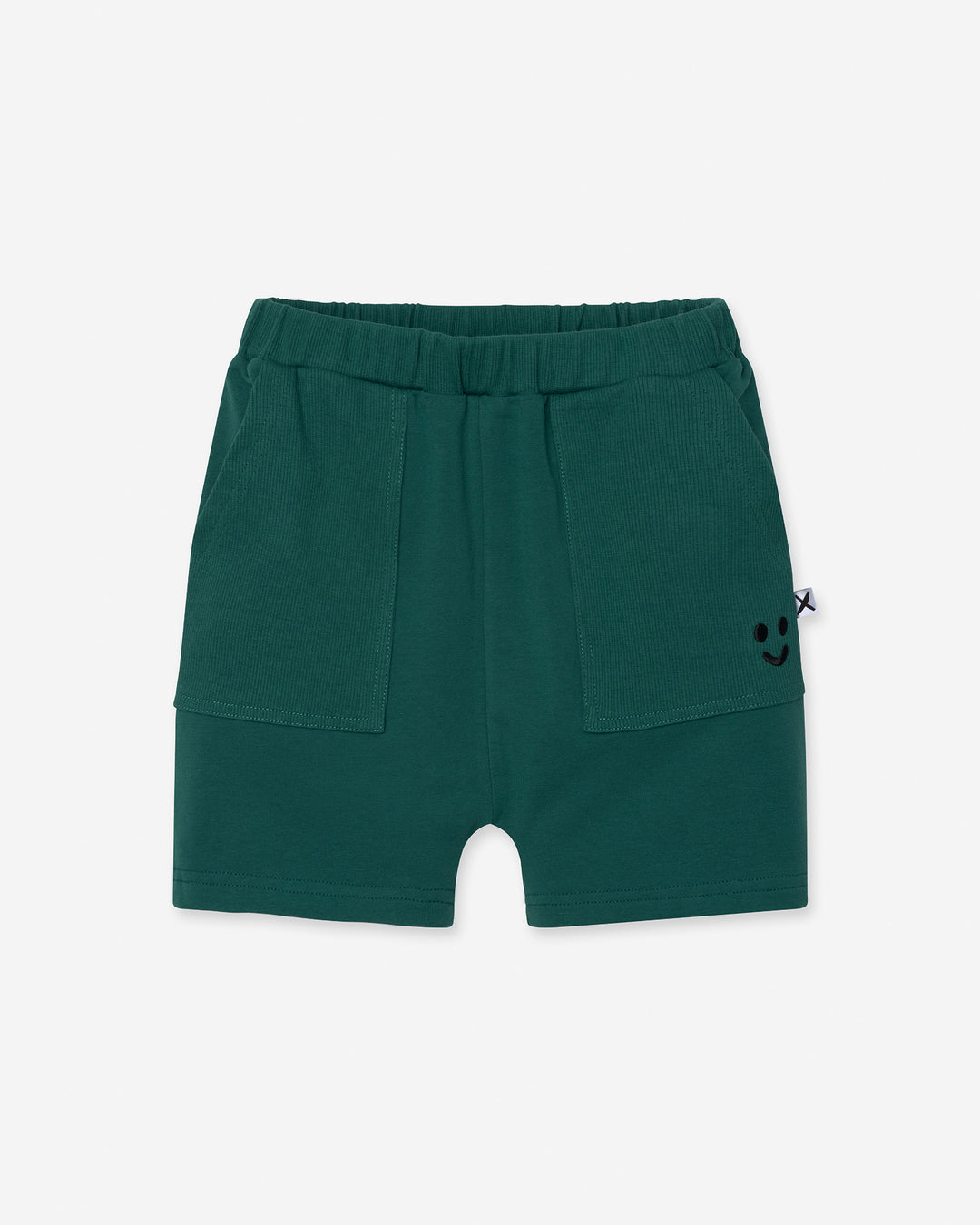Rib Pocket Short in kelly green, boys shorts by Minti, flat lay