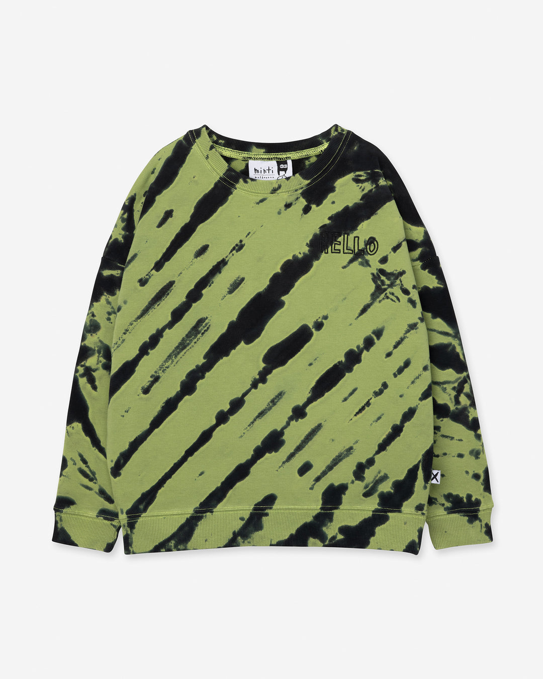Strike Crew in lime, boys sweatshirt by Minti, flat lay