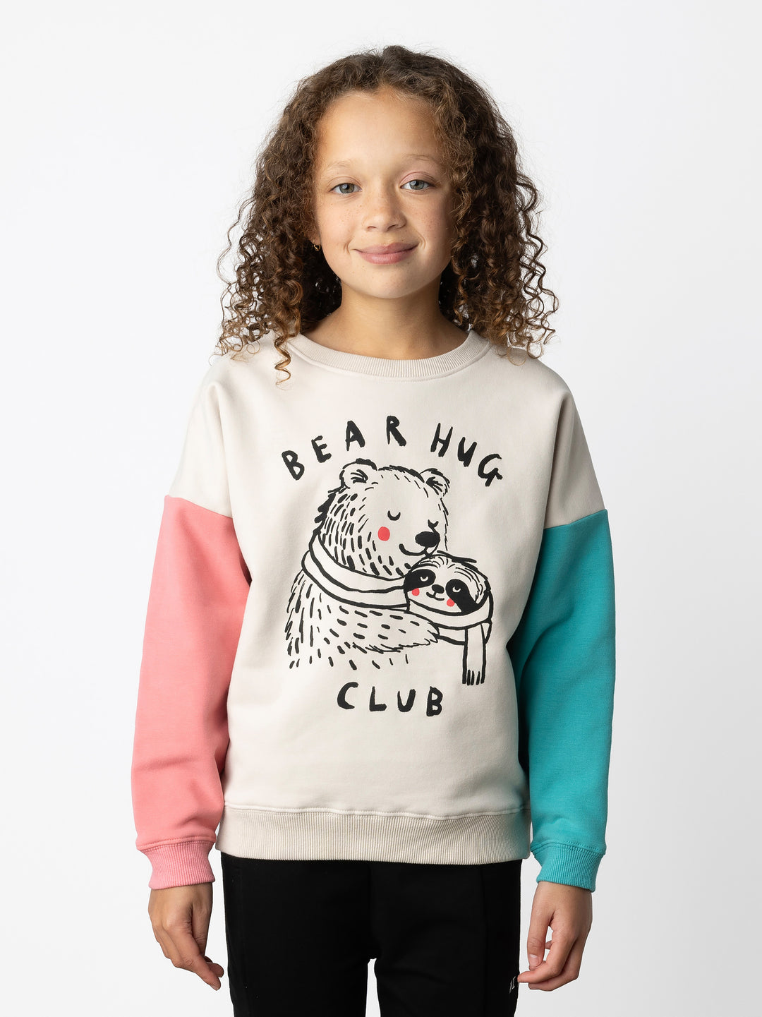 Minti kids clothing. Super cosy oversized fit crew with drop shoulder detail. 2x2 Rib at the neck, hem and cuffs. 330 Gram // Brushed Inside // 95% Cotton // 5% Elastane.