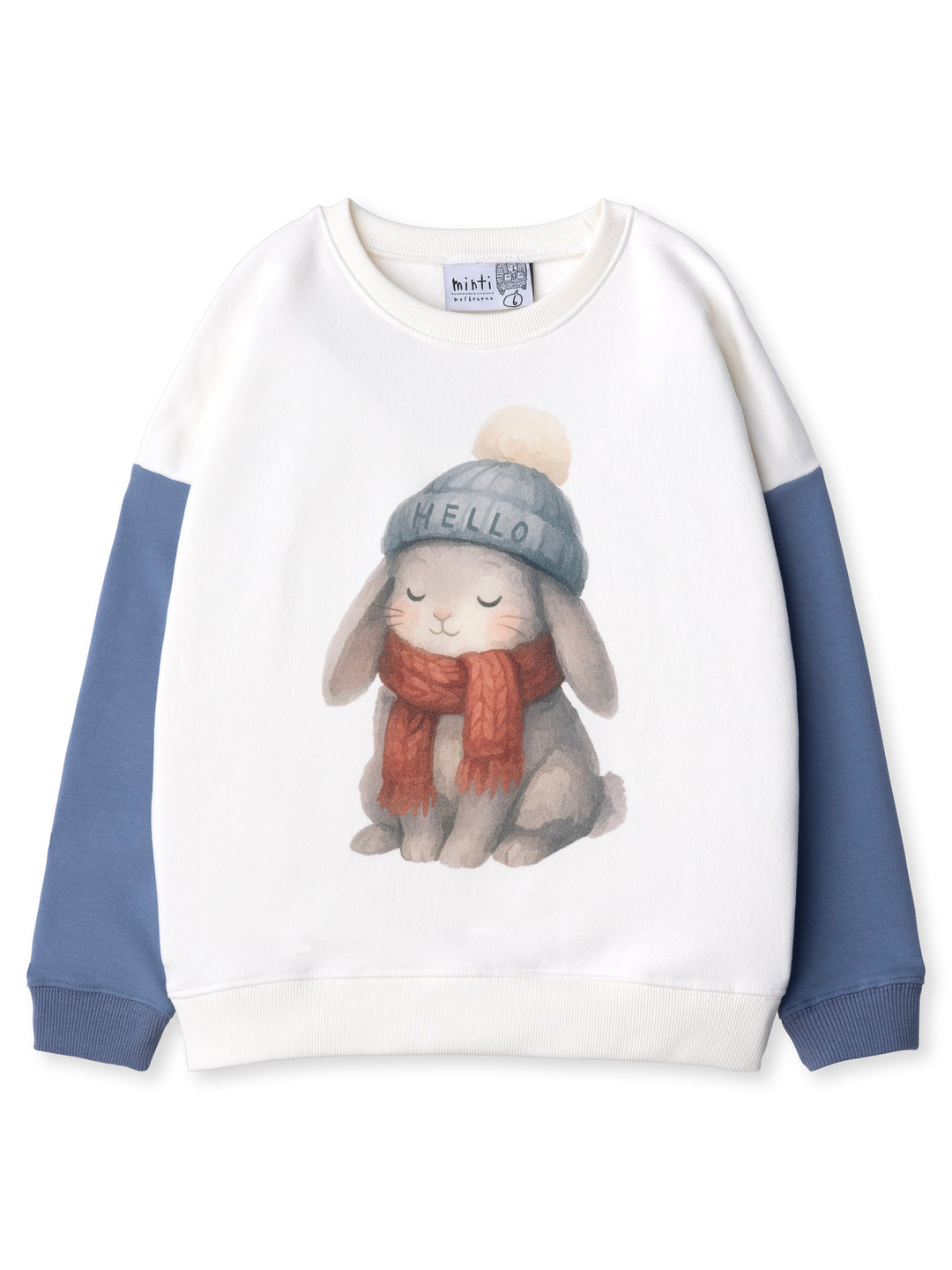 Minti kids clothing. Super cosy oversized fit crew with drop shoulder detail. 2x2 Rib at the neck, hem and cuffs. 330 Gram // Brushed Inside // 95% Cotton // 5% Elastane.