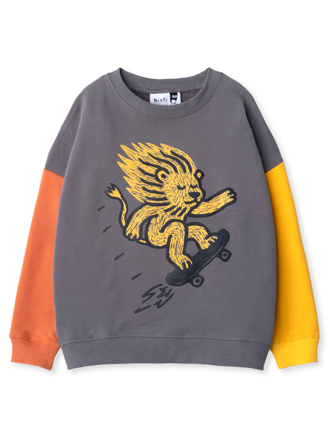 Minti kids clothing. Super cosy oversized fit crew with drop shoulder detail. 2x2 Rib at the neck, hem and cuffs. 330 Gram // Brushed Inside // 95% Cotton // 5% Elastane.