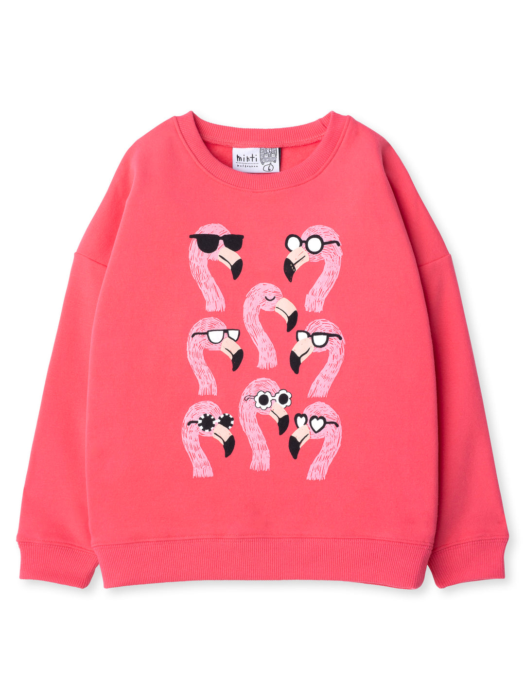 Minti kids clothing. Super cosy oversized fit crew with drop shoulder detail. 2x2 Rib at the neck, hem and cuffs. 330 Gram // Brushed Inside // 95% Cotton // 5% Elastane.