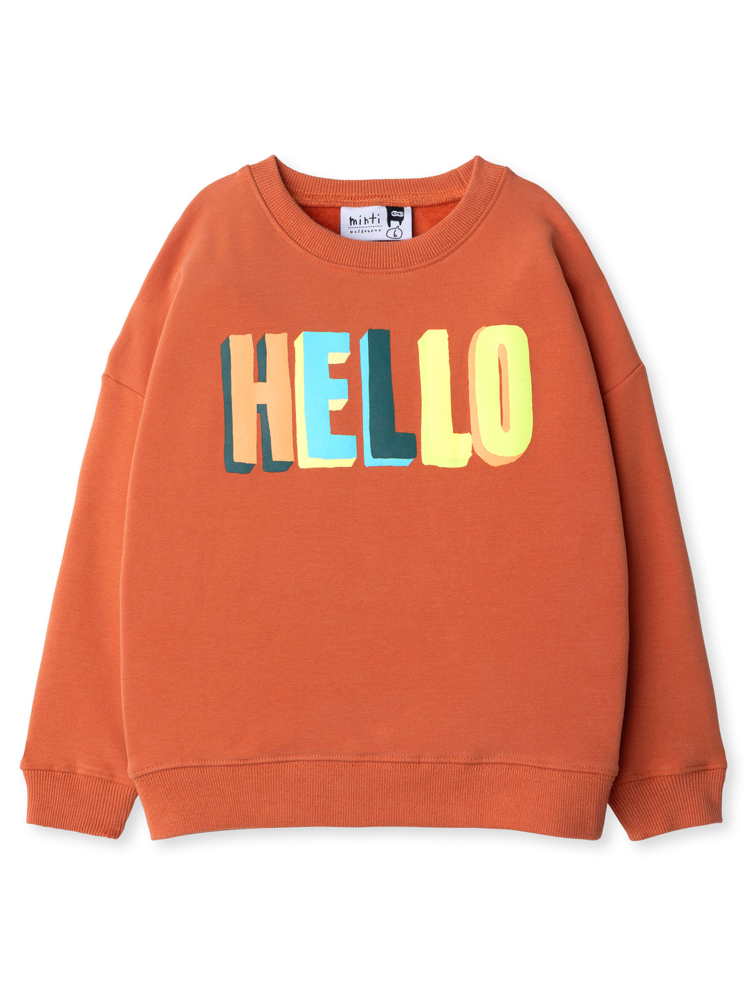 Minti kids clothing. Super cosy oversized fit crew with drop shoulder detail. 2x2 Rib at the neck, hem and cuffs. 330 Gram // Brushed Inside // 95% Cotton // 5% Elastane.