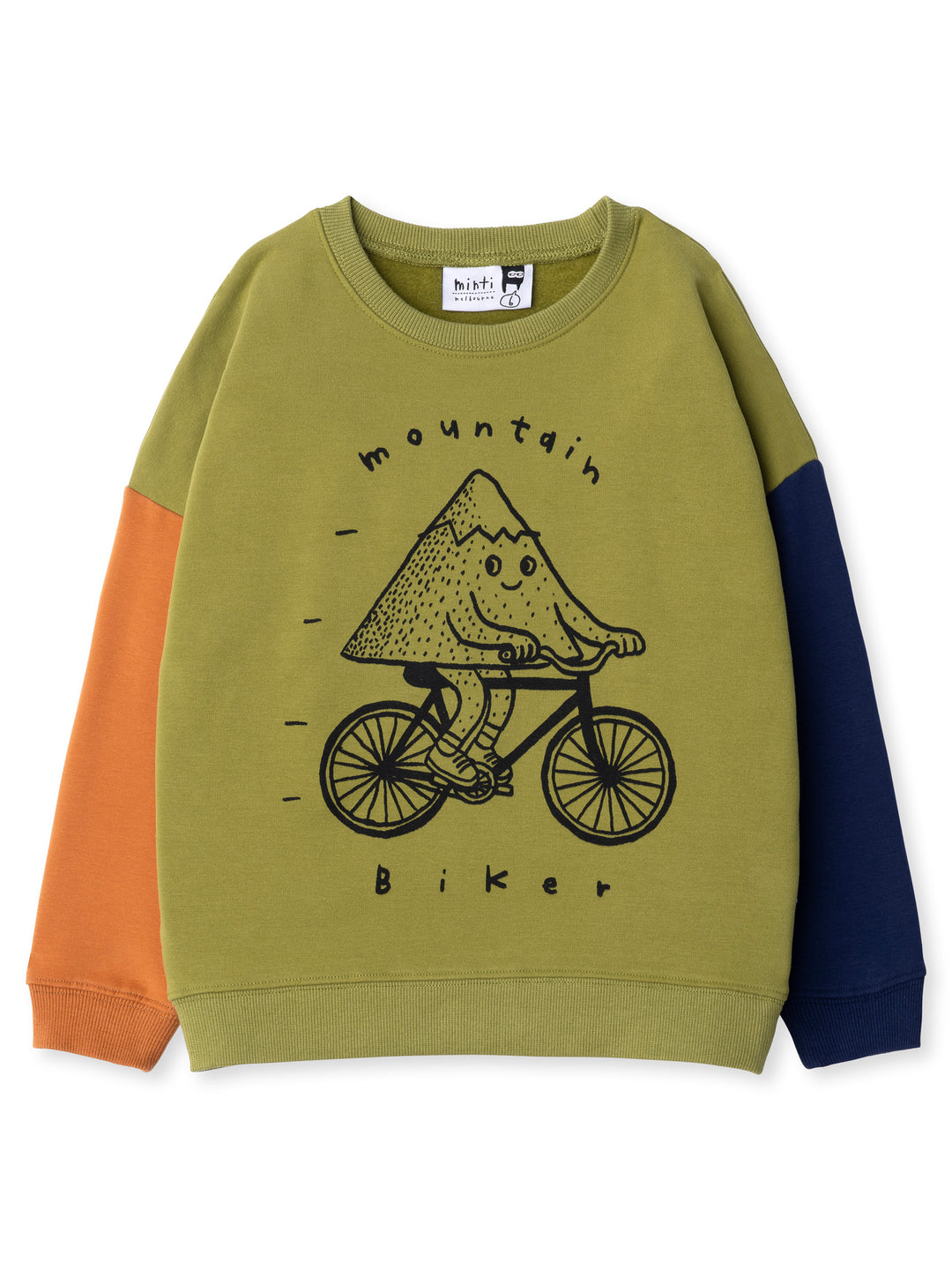 Minti kids clothing. Super cosy oversized fit crew with drop shoulder detail. 2x2 Rib at the neck, hem and cuffs. 330 Gram // Brushed Inside // 95% Cotton // 5% Elastane.