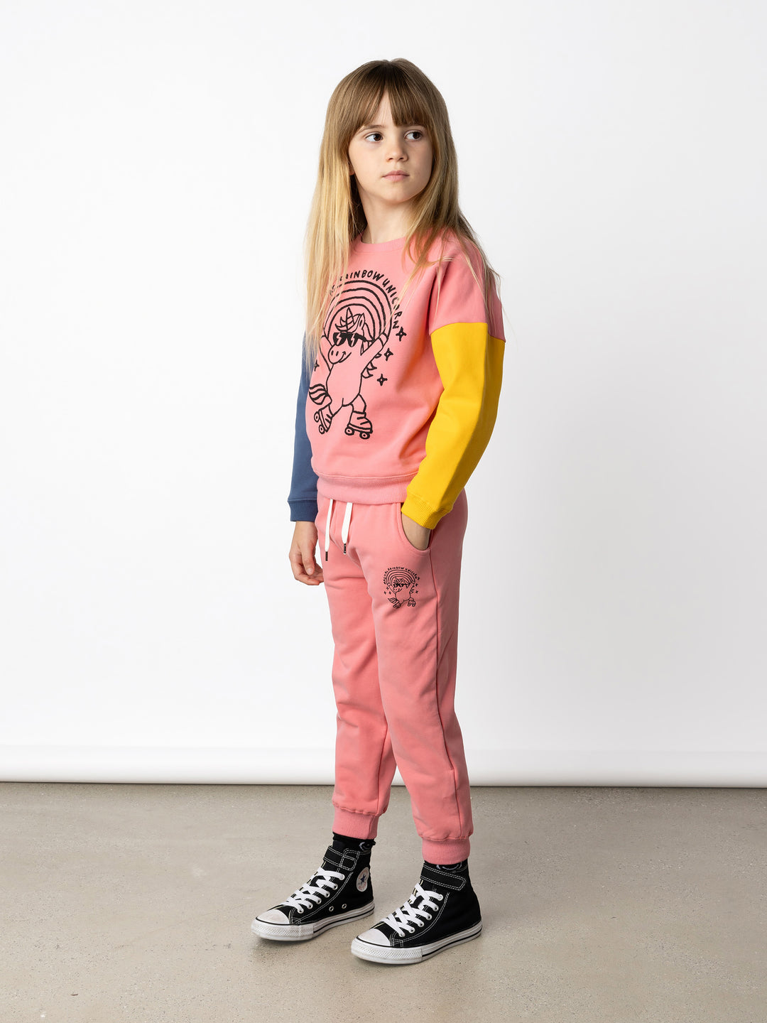 Minti kids clothing. Super cosy oversized fit crew with drop shoulder detail. 2x2 Rib at the neck, hem and cuffs. 330 Gram // Brushed Inside // 95% Cotton // 5% Elastane.