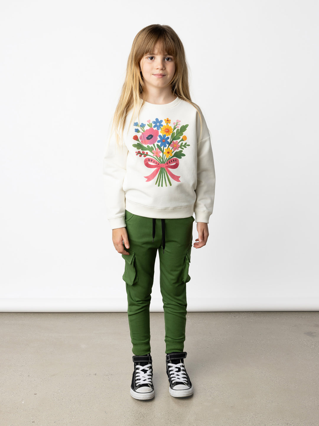 Minti kids clothing. Super cosy oversized fit crew with drop shoulder detail. 2x2 Rib at the neck, hem and cuffs. 330 Gram // Brushed Inside // 95% Cotton // 5% Elastane.