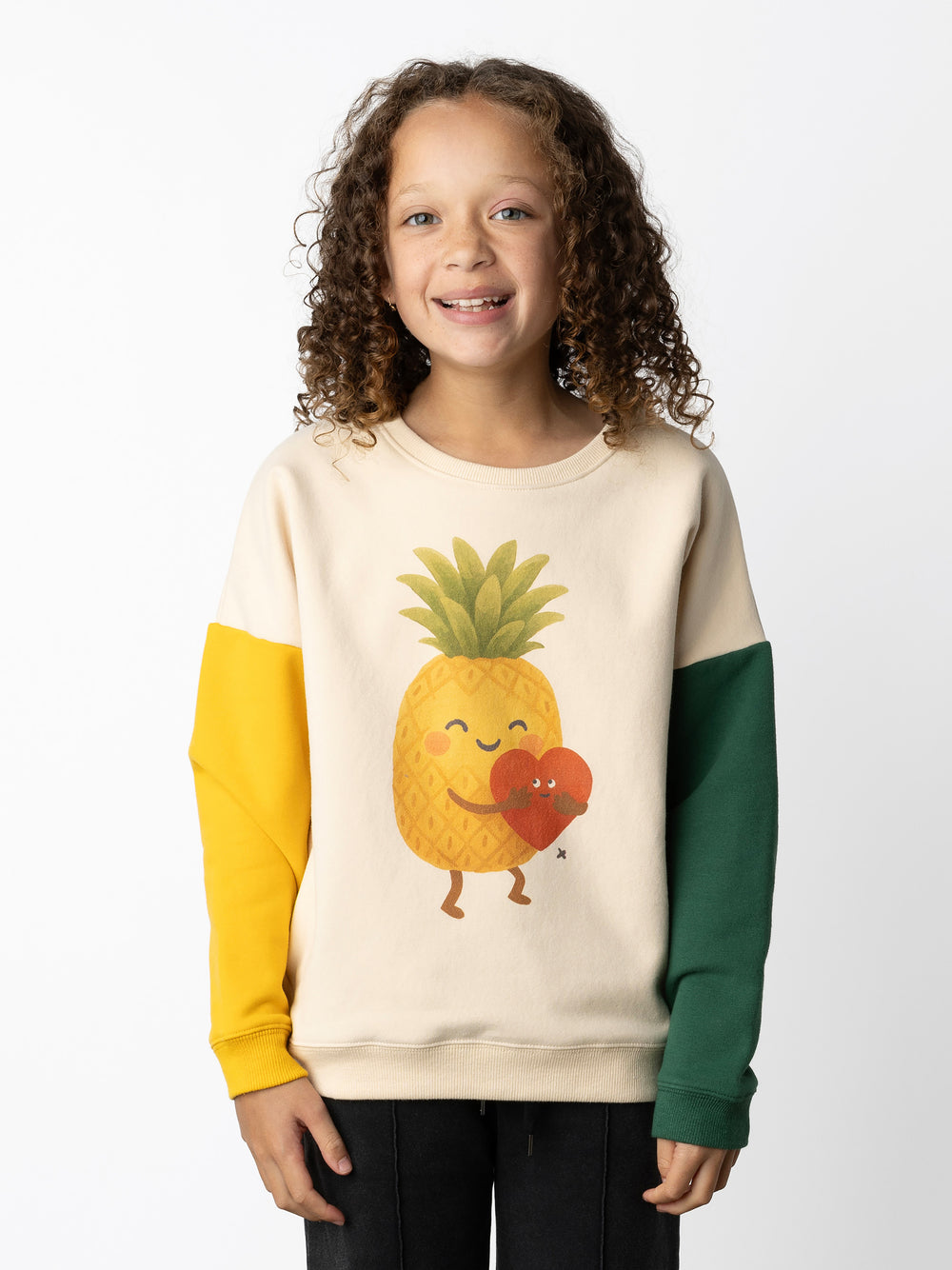 Minti kids clothing. Super cosy oversized fit crew with drop shoulder detail. 2x2 Rib at the neck, hem and cuffs. 330 Gram // Brushed Inside // 95% Cotton // 5% Elastane.