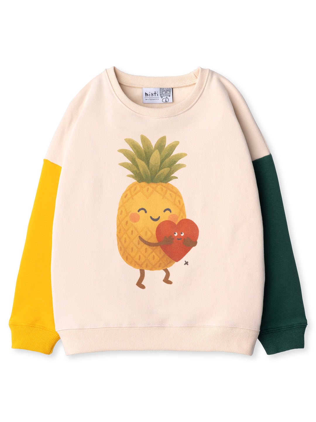Minti kids clothing. Super cosy oversized fit crew with drop shoulder detail. 2x2 Rib at the neck, hem and cuffs. 330 Gram // Brushed Inside // 95% Cotton // 5% Elastane.